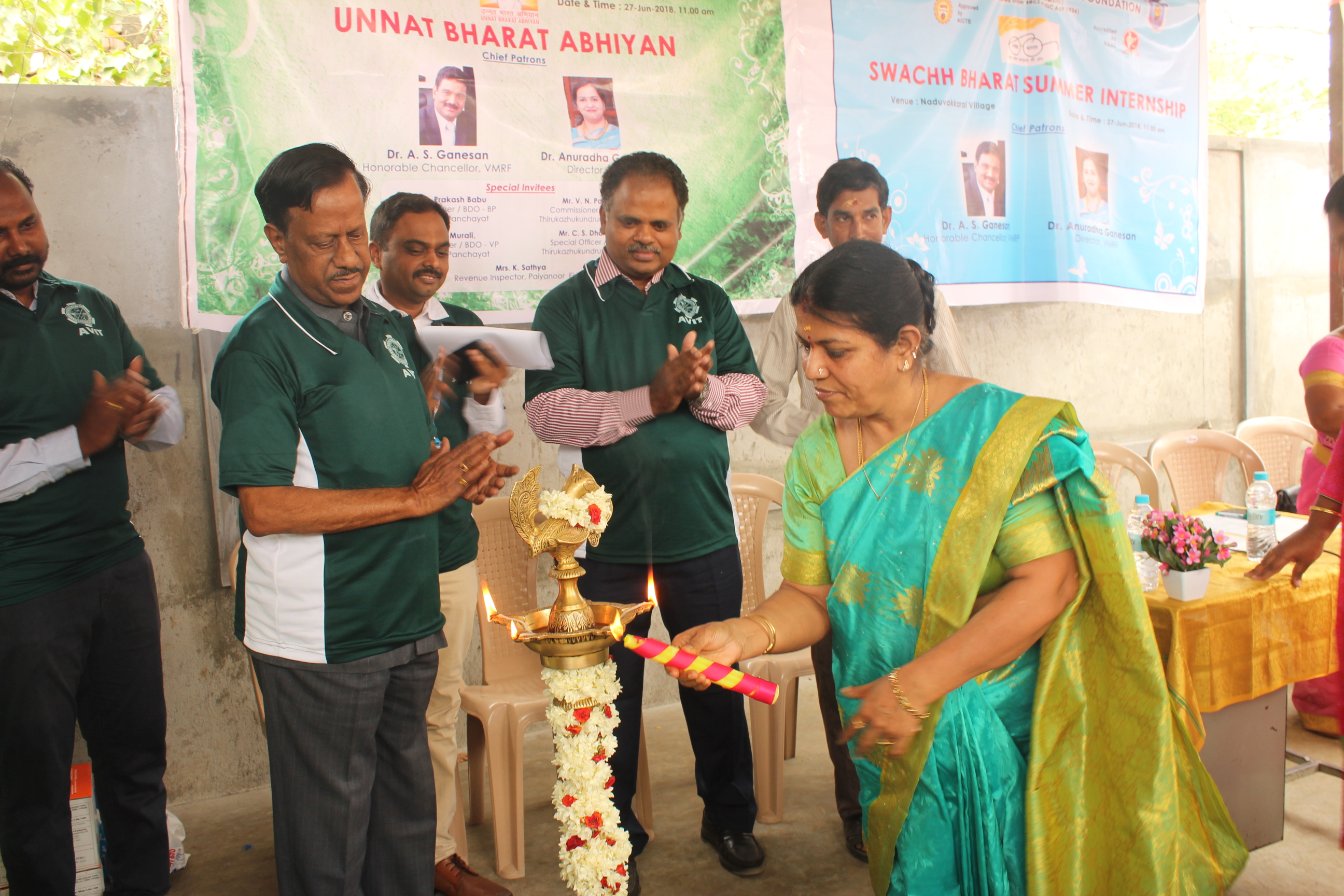 Lamp lighting ceremony in Unnat Bharat Abhiyan Programme at Naduvakkarai Village
